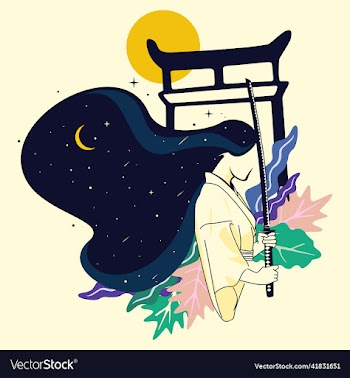a samurai girl carrying k