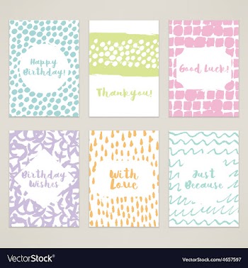 A set of 6 hand-painted minimal cards vector image