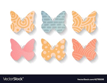 a set of abstract multicolored butterflies