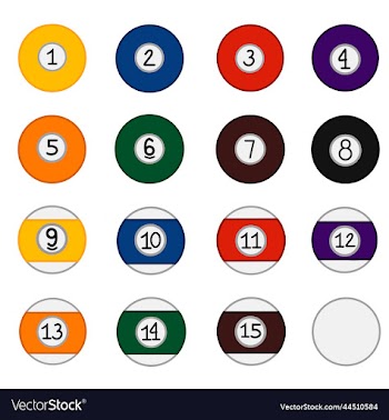 a set of billiard balls in different colors with