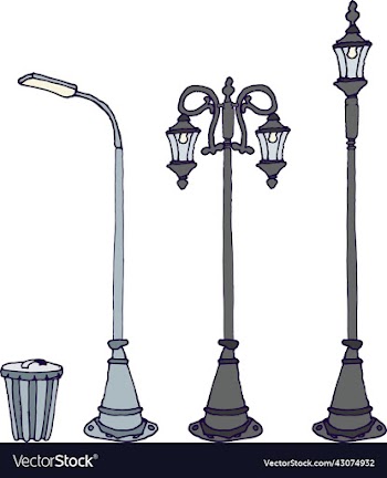 a set of columns with an outline iron pole