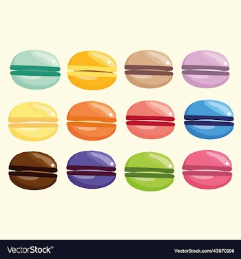 a set of delicious sweet macaroons of different