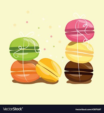 a set of delicious sweet macaroons of different