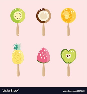 a set of fruits in the form of ice cream