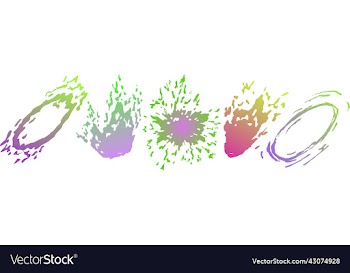 a set of gradient spots splash green purple