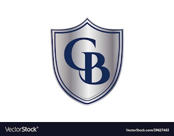 a shield logo design with cb initials inside