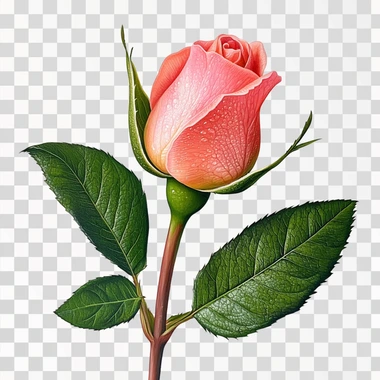 A single rosebud with delicate, tightly wrapped petals in br