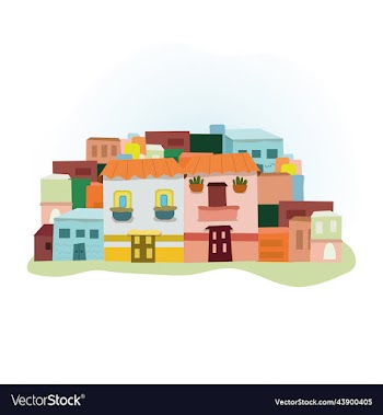 a small town colorful houses and buildings