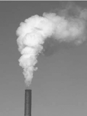 A smokestack plume. Note the turbulent billowing inside the plume ...