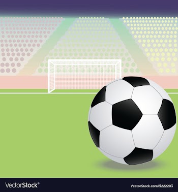 A soccer football field with soccer ball in the vector image