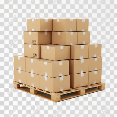 a stack of cardboard boxes on a pallet