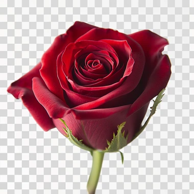 A stunning close-up of a vibrant red rose, perfectly bloomed