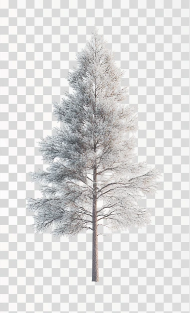 A tall pine tree with no shadow on a white background, photo