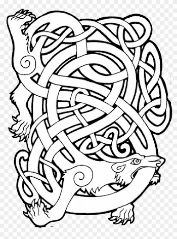 A Tattoo Commission Of Two Stylized Celtic Fox Head, - Jelling Style Wolf