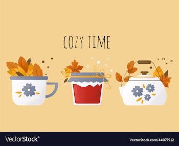 a teapot and a jar of jam cozy autumn set