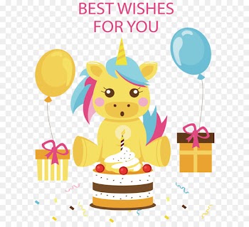 A unicorn sitting in the middle of a gift 