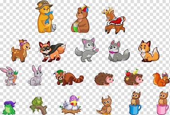 A variety of small animals, cartoon transparent background PNG clipart