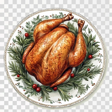 A vintage illustration of the perfect holiday turkey, beauti