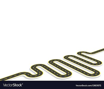 A winding road marked view in perspective with vector image