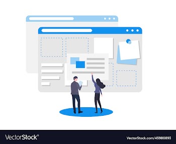 a woman and a man create a website