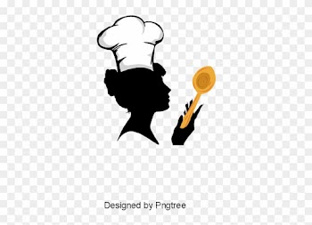 A Woman Chef With A Spoon In Her Hand, Woman Clipart, - Food