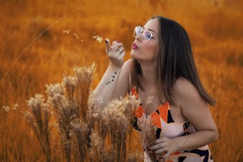 A woman in a field