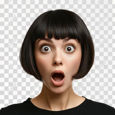 a woman with a surprised look on her face