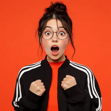 a woman with glasses making a surprised face a woman with glasses making a surprised face