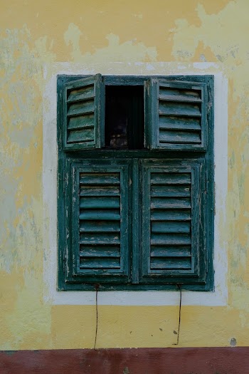 A Wooden Louver Window Open Hatch