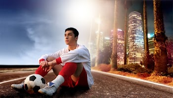 a young soccer player on the american street
