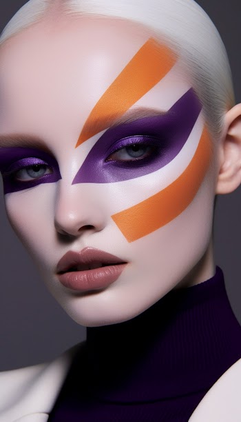 A young woman's face with color blocking, A.I generated
