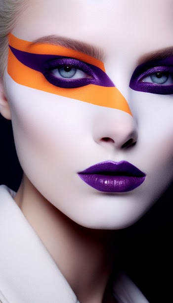 A young woman's face with color blocking, A.I generated