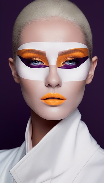 A young woman's face with color blocking, A.I generated