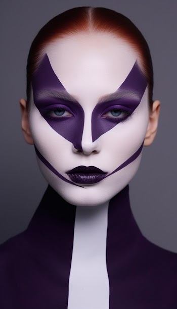 A young woman's face with color blocking, A.I generated