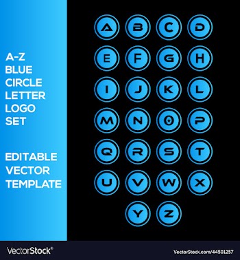 a-z blue circle letter logo set