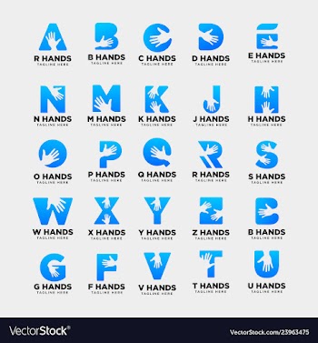 a-z initial hand logo template icon element