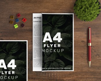 A4 flyer mockup of two Free Psd