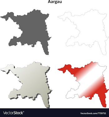 Aargau blank detailed outline map set vector image