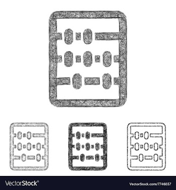 Abacus icon set - sketch line art vector image