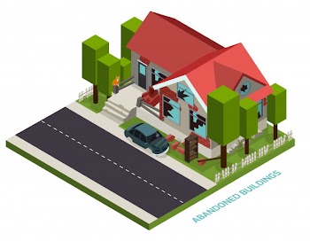 Abandoned buildings isometric Free Vector