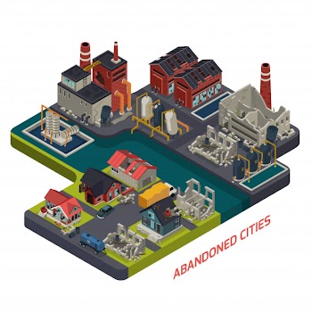 Abandoned cities isometric composition Free Vector
