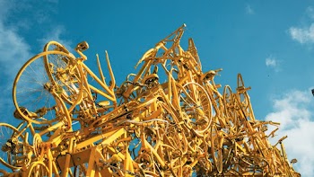 Abandoned Yellow Bicycles