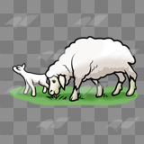 Abeka | Clip Art | Lamb and Adult Sheep—eating grass
