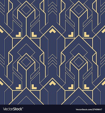 Abstract art deco geometric tiles pattern on blue vector image