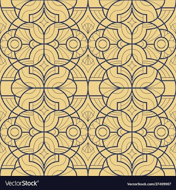 Abstract art deco geometric tiles pattern on blue vector image