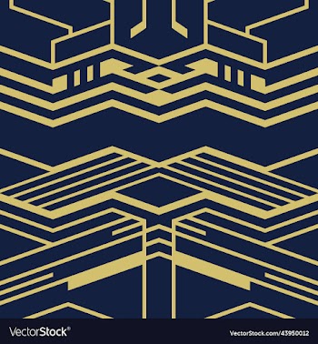 abstract art deco seamless blue and golden pattern
