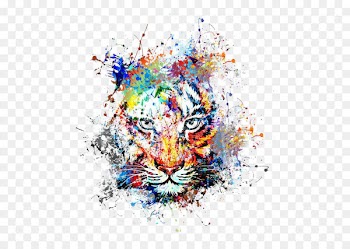 Abstract art Painting Drawing - Creative color ink splash tiger Avatar 