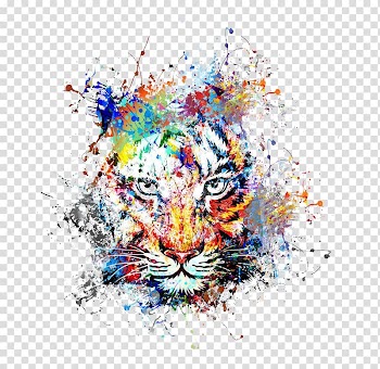 Abstract art Painting Drawing, Creative color ink splash tiger Avatar, tiger abstract art transparent background PNG clipart
