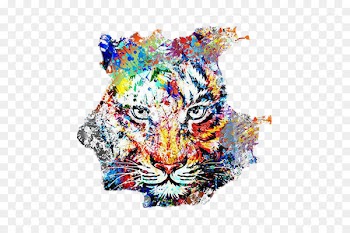 Abstract art Watercolor painting Drawing - Color flame tiger 