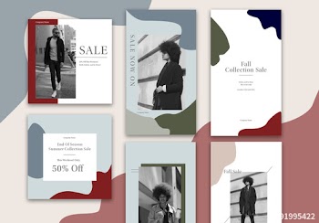 Abstract Autumn Seasonal Sales Social Set